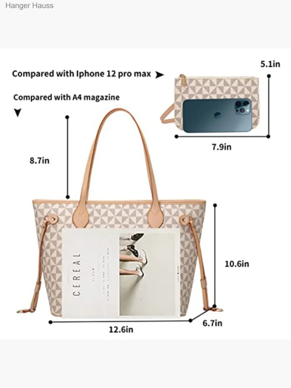 Designer Satchel Handbag Set 2pcs with Small Wallet Top Handle Shoulder Bag